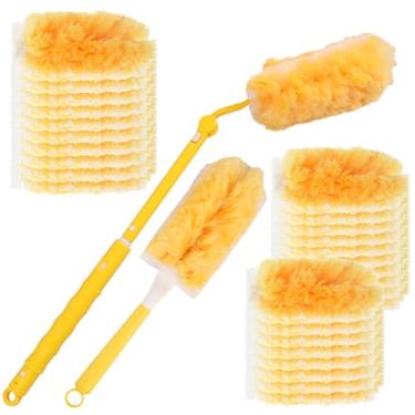 Imagem de Espanadores de mão extensíveis de microfibra, cabeça dobrável, espanador extensível de teia de aranha para limpeza de ventilador de teto, teto alto, persianas, móveis e carros (amarelo)