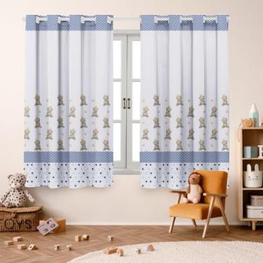 Imagem de Cortina Infantil Decorativa, 2,00 x 1,50m, Poliéster, Estampada, para Quarto de Criança (URSO MARINHO)