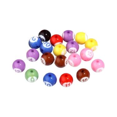 Imagem de ccHuDE 20 contas de bola de bilhar de 16 mm contas redondas esportivas contas coloridas numeradas contas espaçadoras fofas contas decorativas soltas mini contas artesanais joias chaveiro contas para