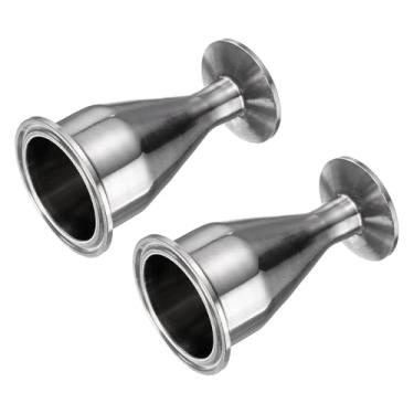 Imagem de PATIKIL Encaixe redutor sanitário, 2 peças de aço inoxidável 304 tubo de 5.1 cm OD x 3/10.2 cm OD 5.1 cm Tri Sanitary Clam 64 mm x 3.8 cm Flange de virola de 50,5 mm, prata