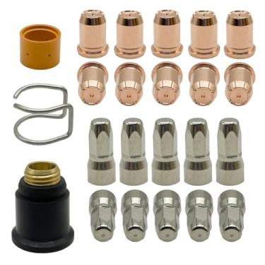 Imagem de 23 peças de reposição S75 eletrodo PR0117, bocal PD0114-12 (1,2 mm), tampa de retardo PC0114, anel espiral PE0112, suporte CV0028 para consumíveis de tocha de corte de plasma Trafimet S75