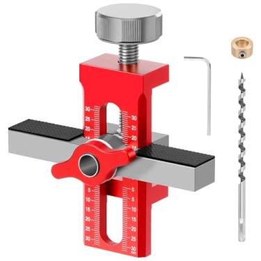 Imagem de Posicionador de instalação de porta de armário, gabarito de montagem de porta de armário sólido com broca, ferramenta de posicionamento de porta de armário de liga de alumínio, dobradiça de porta