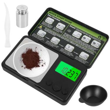 Imagem de Balança digital miligrama 50 g/0,001 g, mini balança de grama de bolso ABS de alta precisão, unidade de pesagem ajustável, balança de ouro de joias eletrônicas com peso cal, pinça e bandeja, fácil de