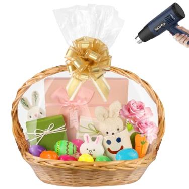 Imagem de Yeumk Pacote com 10 sacos retráteis extragrandes para cestas de presente, sacos de celofane (71 x 89 cm - 10 peças)