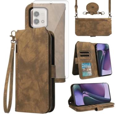 Imagem de Asuwish Capa de celular para Motorola Moto G Stylus 5G 2023 capa de celular carteira com protetor de tela de vidro temperado alça transversal alça flip compartimento para cartão GStylus G5 XT2317DL