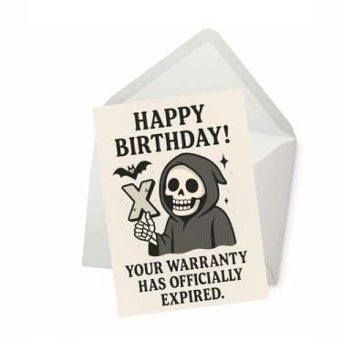 Imagem de PICTURE THIS PRINTS Your Warranty Has Oficialmente Expired Birthday Card Funny Dark Humor Cartão de Aniversário para Adultos Amigos Colegas de Trabalho, Grim Reaper Sarcastic Milestone Aniversário