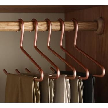 Imagem de Cabide de calça de alumínio dourado fosco premium, pacote com 10, 34,8 cm, cabide para camisa de metal extramacio e durável, cabide de liga de alumínio, suporte para roupas, pendurar roupas