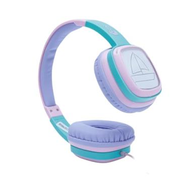 Imagem de Fone de Ouvido Infantil com Fio, Rosa e Verde, Acolchoado, Regulável, com Giz de Cera e Cards para Colorir, Conector P2 Menina