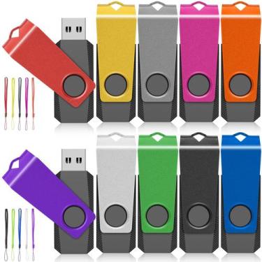 Imagem de Unidade flash USB AGECASH 64GB, pacote com 10 unidades USB 2.0 com cor