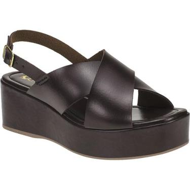 Imagem de Sandália Anabela Feminina Plataforma Média Tiras Largas - LAZZLU, Marr