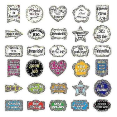 Imagem de Adesivos decorativos 30pcs adesivos motivacionais de provérbios ingles