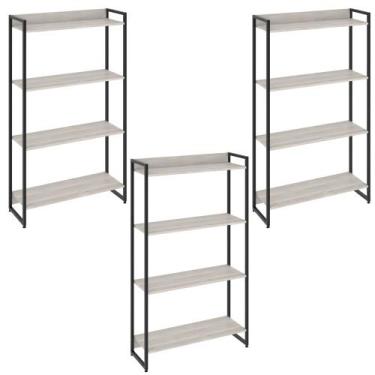 Imagem de Kit 3 Estantes Multiuso Escritório Industrial 4 Prateleiras Areta 145x