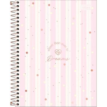 Imagem de Tilibra - Caderno Espiral Capa Dura Colegial 10 Matérias Soho 160 Folhas - Listras Bege E Rosa Verticais