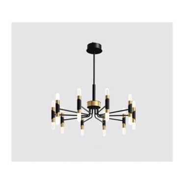 Imagem de Lustre de teto moderno de luxo LED preto compatível com sala de estar, restaurante, quarto, luminária suspensa, decoração de casa, luz de teto de cristal moderna para sala de estar