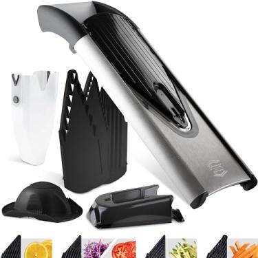 Imagem de Börner Conjunto profissional V6 ExclusiveLine Mandoline (8 peças.) • Cortador de legumes (V-Slicer) + inserções + protetor de segurança + acessórios • Corte de 7 maneiras • Conjunto de fatiador de cozinha (preto)