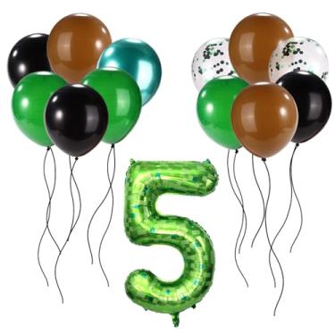 Imagem de Pixel Jogo Balão Set, Balões Látex Pretos Marrons Verdes com Balão Foil Número Pixel Tema Videogame Decorações Festa para Meninos Meninas Aniversário Celebração Comemoração Decor (Número 5)