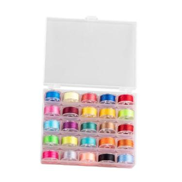 Imagem de Colaxi Bobinas de linha pré-enroladas, conjunto de linhas de costura para máquina de bordar e costura, com caixa de bobinas, Linha de 25 Cores