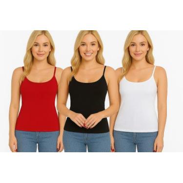 Imagem de Kit 3 Regatas Regatinha Feminina De Alcinha Básica Lisa - C Moreira Mo