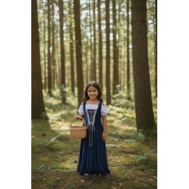 Imagem de Vestido Camponesa medieval azul marinho com blusinha ciganinha - Princ