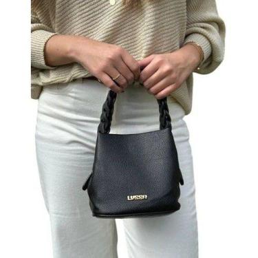 Imagem de Bolsa Feminina Transversal com Alça Trançada - Preta - LYSSA