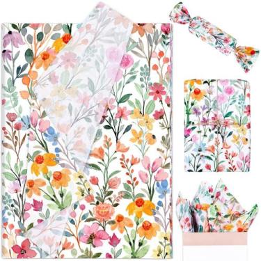Imagem de Papel de seda floral Whaline 100 folhas 35 x 50 cm colorido