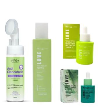 Imagem de Max Love Kit Skincare Facial Vegano, Água Micelar Pepino 290ml, Sérum Antiacne 10 em 1, Sabonete Antioleosidade, Sérum para Cravos e Poros