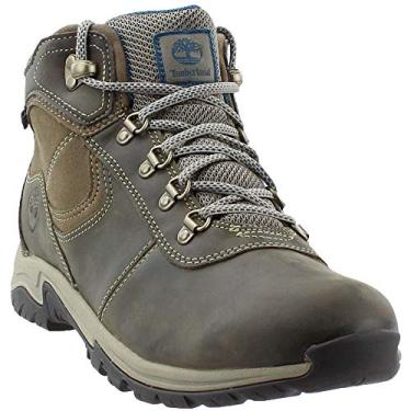 Imagem de Timberland Bota feminina Mt. Maddsen Mid de couro impermeável para caminhada, Cinza méd...