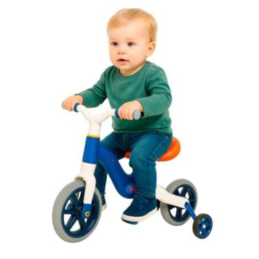Imagem de Bicicleta de Equilíbrio Infantil 2 em 1, Azul, com Rodinhas Removíveis para Aprendizagem Bicicletas de Asfalto para Crianças