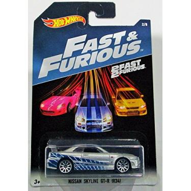 Imagem de Hot Wheels 2017 Fast and Furious Nissan skyline GT-R R34 silver/blue 2 fast 2 furious 2/8