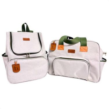 Imagem de Kit 2 Peças Bolsa Mochila Maternidade Linho Premium 2 Peças Impermeáve