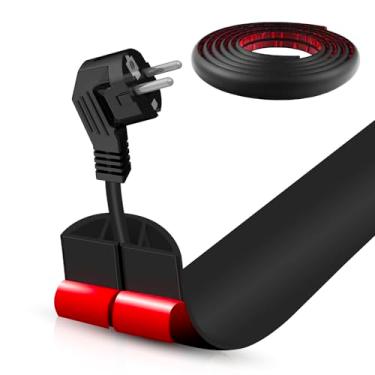 Imagem de Capa de cabo de piso autoadesiva, gerenciamento de cabos de 3 m, protetor de extensão para fios, evita viagens de cabos para escritórios, academias, exposições. Cavidade: 1 cm (L) x 0,7 cm (A). Preto