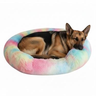 Imagem de Rkrouco Cama de cachorro fofa, calmante, para cães grandes, aquecendo, redondo, pequeno, médio, para animais de estimação, colchão aconchegante para gatos, canil, canil, gatinhos, tapete de dormir (G