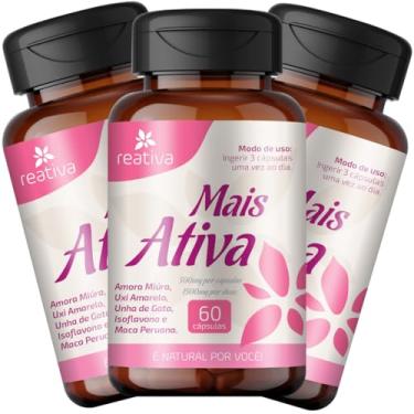 Imagem de 3 Suplemento Alimentar Feminino Mais Ativa Multivitamínico com 60 Cápsulas em Cada Pote