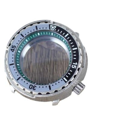 Imagem de FEIYASHI Modificação de aço inoxidável 47 mm caixa de relógio Abalone vidro cristal safira para movimento NH35/NH36 NH38 4R36, Anel verde 1, Glass bottom cover, Caixa de relógio de luxo