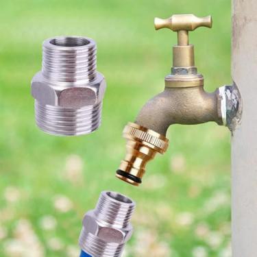 Imagem de Conector de compressor de encaixe de tubo de cabeça hexagonal de aço inoxidável, adaptador de mangueira de ar, acessórios de latão (comprimento 3,5 cm, diâmetro externo 2,5 cm)