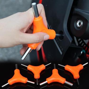 Imagem de Conjunto de chaves hexagonais trigeminal aço carbono 3 em 1 para ferramentas manuais de reparo de carro de bicicleta (2,5-3-4 mm)