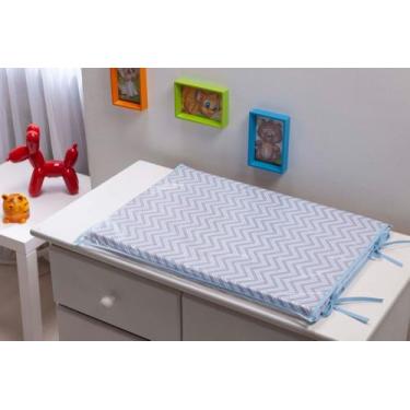 Imagem de Trocador para comoda de Bebê Chevron Azul bebe com Cinza ZigZag  - Var