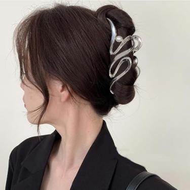 Imagem de 1 grampo de garra de metal para cabelo grosso e pesado, prendedor de cabelo grande antiderrapante prendedor de mandíbula prendedor de garra forte para cabelos longos, clipes de cabelo de metal