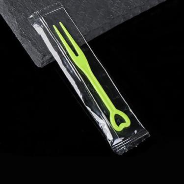 Imagem de Espetos de frutas descartáveis, 200 peças, embalagem independente, garfo de degustação, palito de frutas multifuncional (verde)