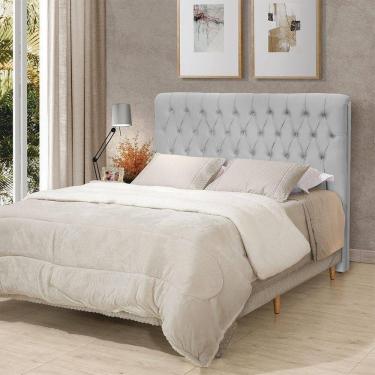 Imagem de Cabeceira Cama Queen Estofada 1,60 - Inca Veludo Cinza Claro