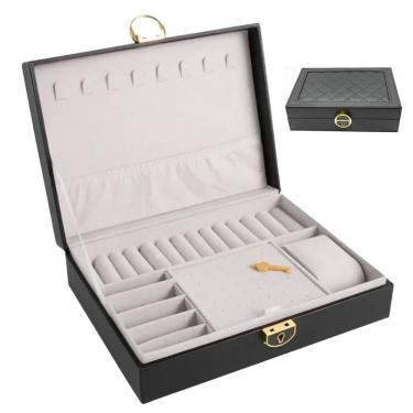 Imagem de Porta Joia Anel Brinco Pulseira Cordao Relogio Estojo Caixa Organizaçao Mesa Penteadeira Gaveta Acessorio