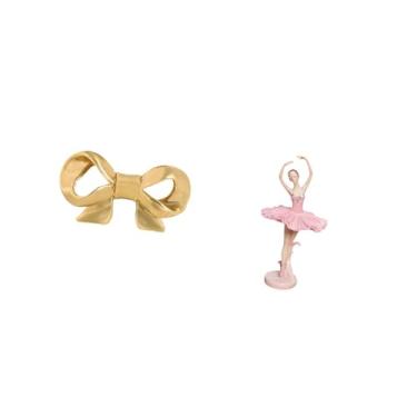 Imagem de Fenteer Puxador de Móveis em Resina com Laço de Bailarina em Latão - Escultura de Fácil de Instalar - Ideal para Armários, Cômodas, Guarda-Roupas, Mó