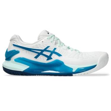 Imagem de ASICS Tênis feminino com resolução de gel 9 D, Branco/azul-petróleo, 9.5