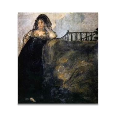 Imagem de LKXGRRSFG Inclinando-se para o lado Francisco De Goya Impressão em tela romântica espanhola - Obra-prima do influente pintor romântico 80 x 96 cm sem moldura