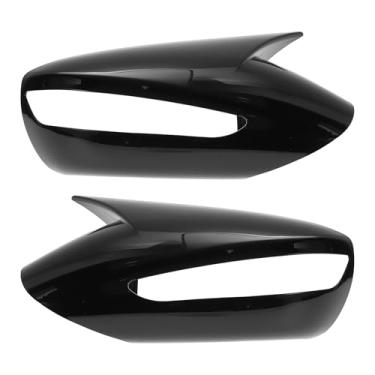 Imagem de Motoforti 1 par de tampa do espelho do lado esquerdo direito ABS de substituição preto brilhante para Hyundai Sonata 2011-2014 Chifre de boi com luz de seta capa de proteção de espelho