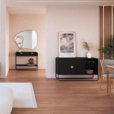 Imagem de Kit Aparador e Buffet Orgânico Pé Metal Luna Nero/Preto