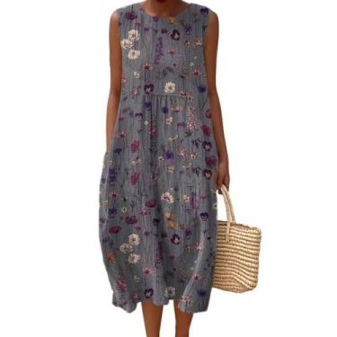 Imagem de Vestido maxi feminino Akivide com estampa floral boho de verão com bol