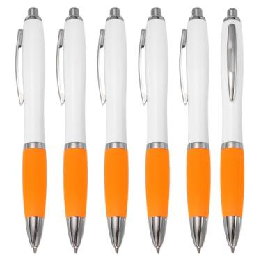Imagem de PATIKIL Canetas esferográficas retráteis, 6 peças de canetas esferográficas de tinta preta de 1,0 mm com aderência de borracha de plástico para anotações, eventos de classe de escritório, laranja