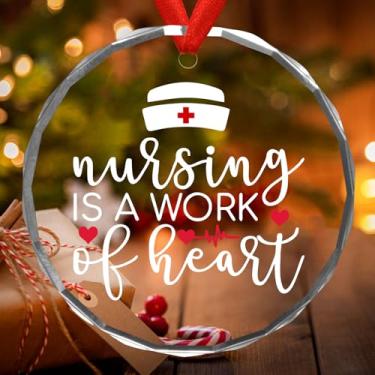 Imagem de Enfeites de Natal de agradecimento de enfermeiras para estudantes de pós-graduação, presentes para enfermeiras, presentes para mulheres, enfeites de pendurar - Ornamento de vidro redondo