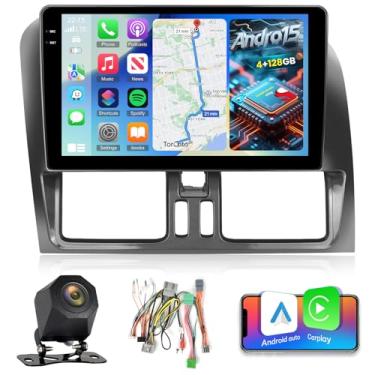 Imagem de 4 + 128 G para Volvo XC60 2008-2013 Android Car Stereo com Carplay sem fio e Android Auto - Rádio HD Touchscreen de 9 polegadas com EQ/5GHz WiFi/GPS/SWC/Mirror Link + Câmera de visão traseira AHD